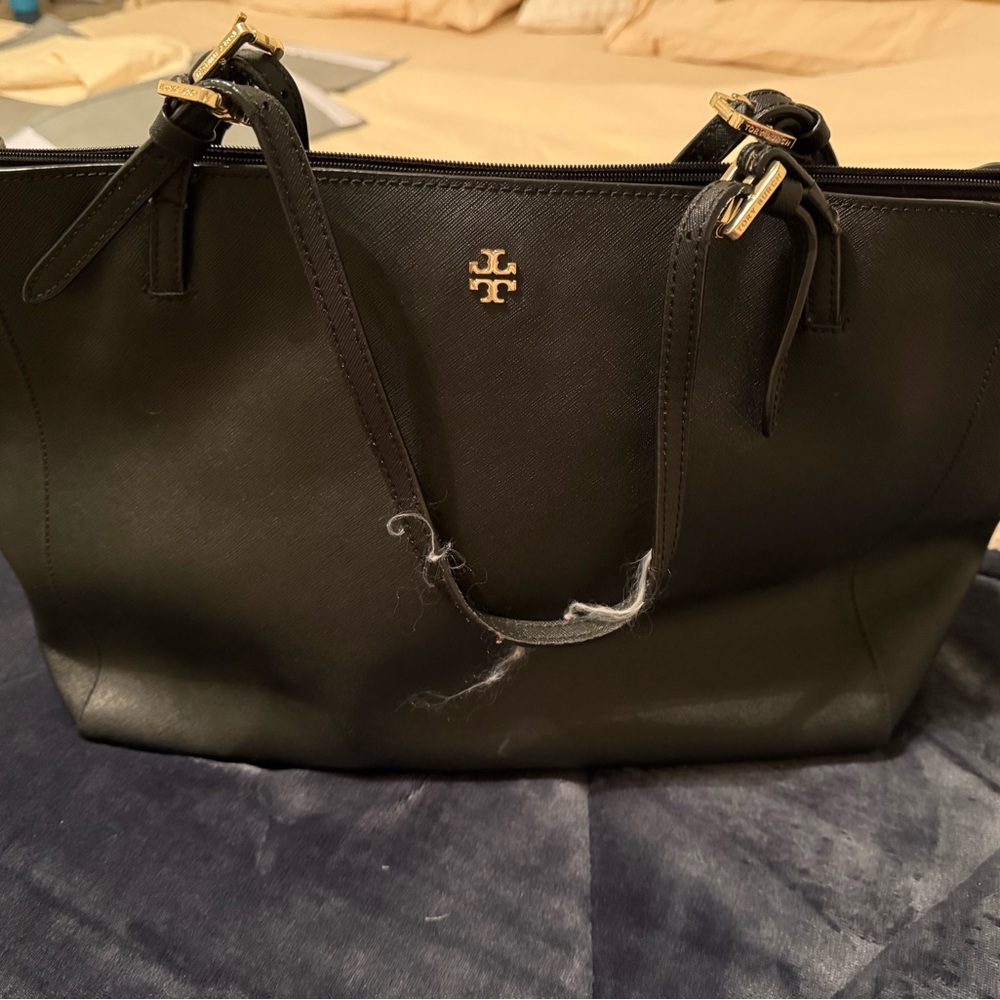Tory Burch Black Leather Tote Bag